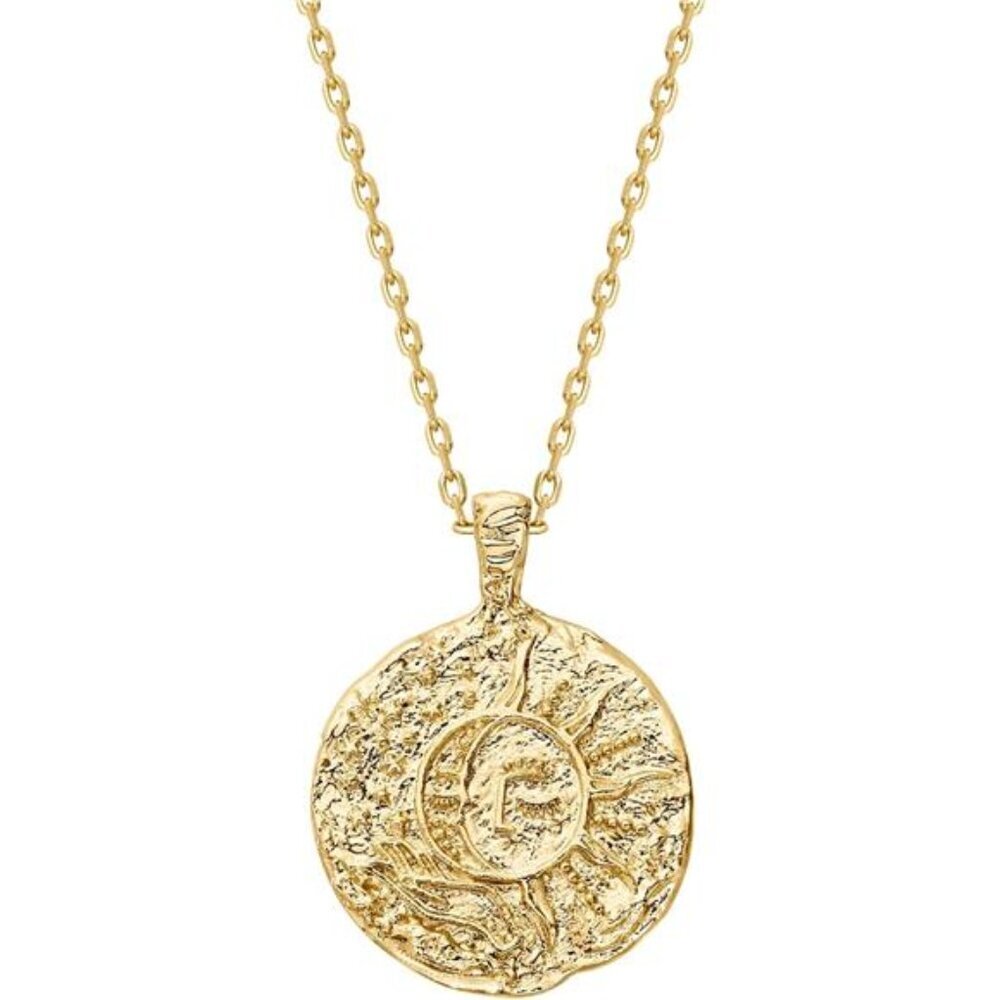 PAVOI 14K Gold Plated Engraved Coin Pendant Necklaces for Women | Byzantine